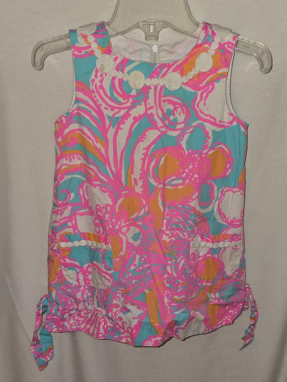 Lilly Pulitzer Girls' Sleeveless Floral Tie-Hem Dress - Pink, Turquoise & Orange